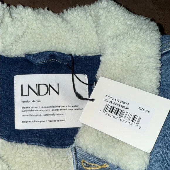 LNDN Blue Denim Jacket with Sherpa Lining NWT XS - Picture 2 of 8